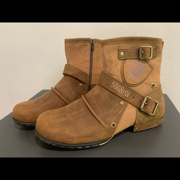 2020 OTTO ZONE Men's Genuine Leather Motorcycle Boots-Spring/Autumn/Beige - Picture 5 of 8